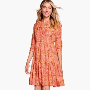 Johnston & Murphy Tiered Paisley dress coral Large